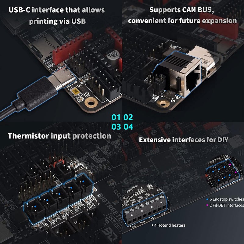 BIQU BIGTREETECH Octopus V1.1 32bit Control Board + TFT35 E3 V3.0.1 Touch Screen Display + 8xTMC2209 V1.3 Stepper Motor Driver DIY for Voron V2.4 3D Printer Controller Board Support Klipper Raspberry Pi - Image 3